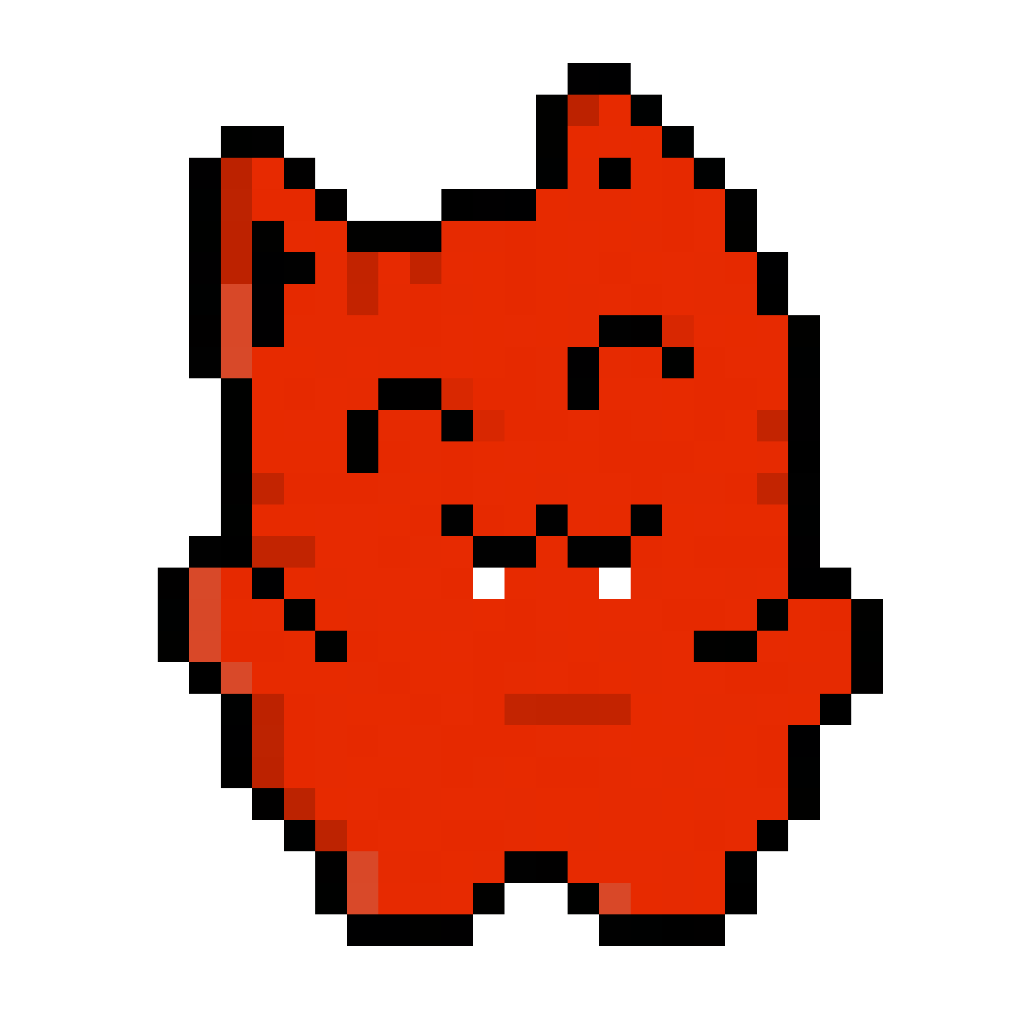 Coral body, happy eyes, fangs